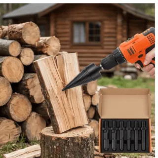 Set Of 6 Wood-Splitting Drill Bits In Storage Box, 32mm And 42mm Wedge Drill Bits For Firewood, Tapered Splitting Drill Bits For Logs And Woodworking—Multi-Piece Party Gift Set