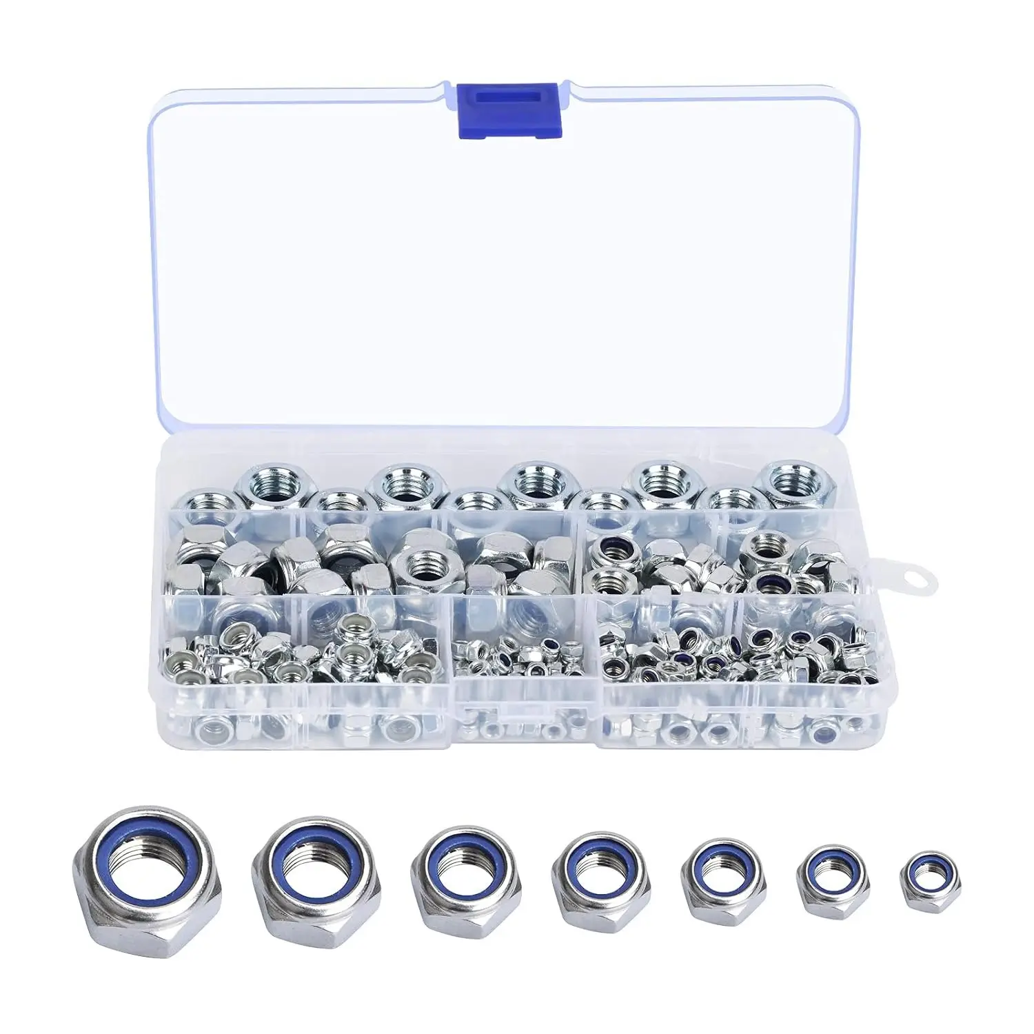 Pack Of 202 Locking Nuts, Assorted Self-Locking