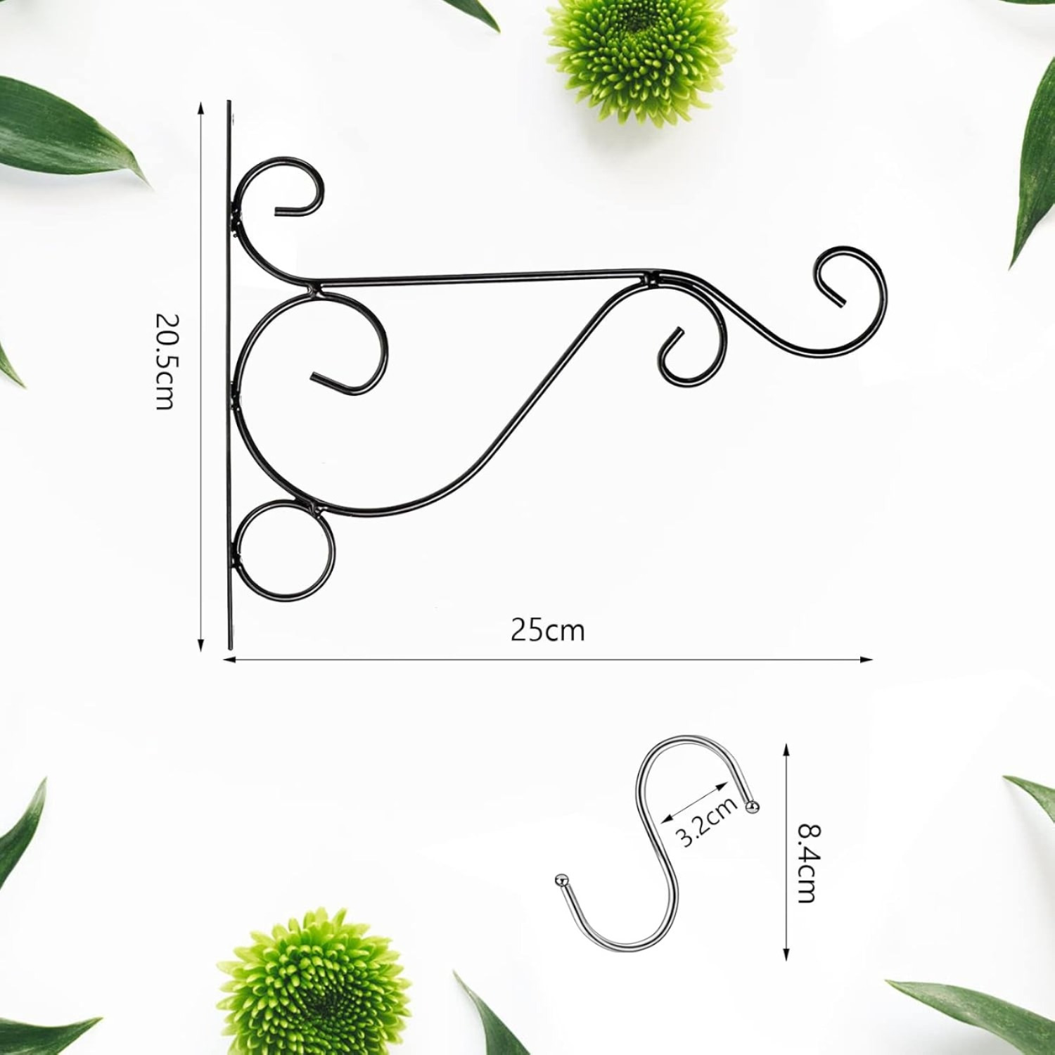 2-Piece Hanging Basket Mounts: Metal Plant Hangers, Black Hanging Basket Mounts, Hanging Plant Holders, Hanging Basket Holders With S-Hooks And Screws For Bird Feeders And Flower Pots — foto 3