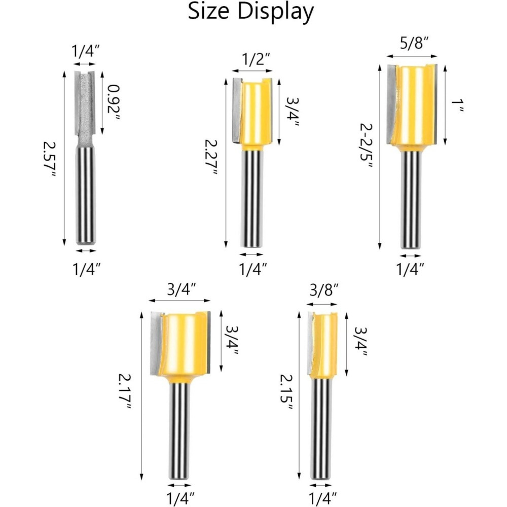 5-Piece Router Bit Set - Precision Router Bits For Clean Cuts In Wood And Soft Materials — foto 5