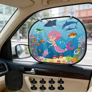 Set Of 2 Car Window Sun Shades With 8 Suction Cups, Universal Car Window Sun Shade Film For Side Windows, Practical Sun Protection For Your Vehicle—Multi-Piece Party Gift Set