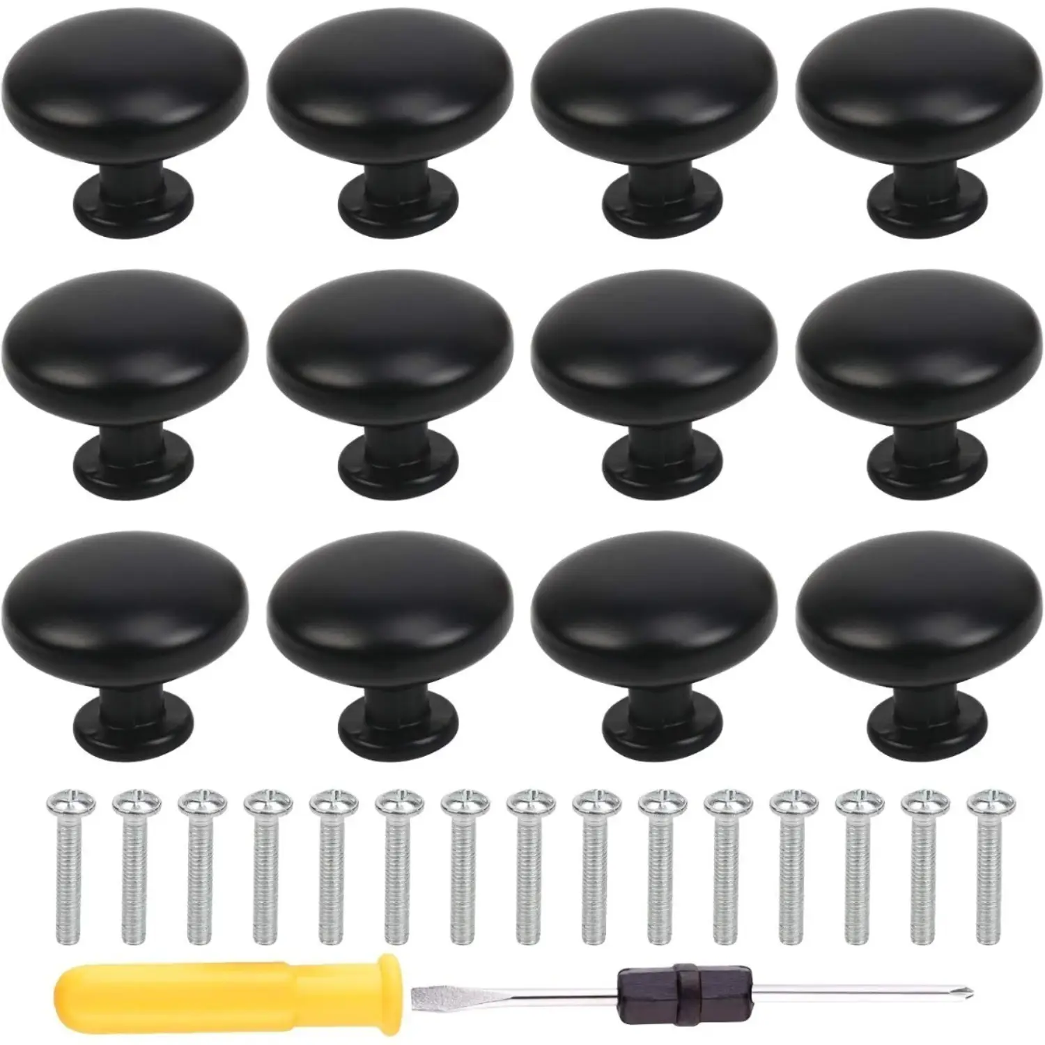 25-Piece Set Of Matte Black Round Cabinet