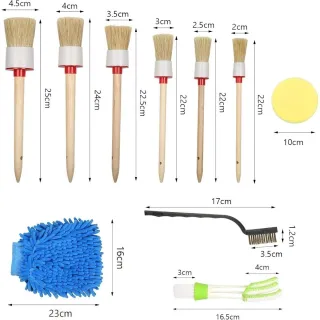 Mini Detail Brush Set: Detail Cleaning Brush, Detail Brush With Wash Gloves, Wire Brush, Sponge Cloth—Perfect For Cleaning Wheels And Engine Intakes
