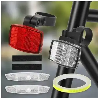 Bicycle Accessory Set (Front & Rear) + Spoke Clips – Silver & Yellow – Complete Set For City, Trekking, And Everyday Bikes – Practical Bicycle Accessories