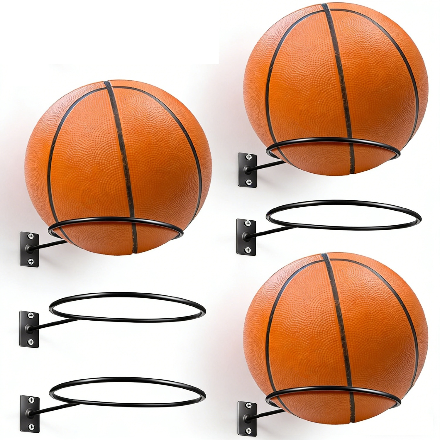 Metal Wall Mount Set 6 Black Basketball