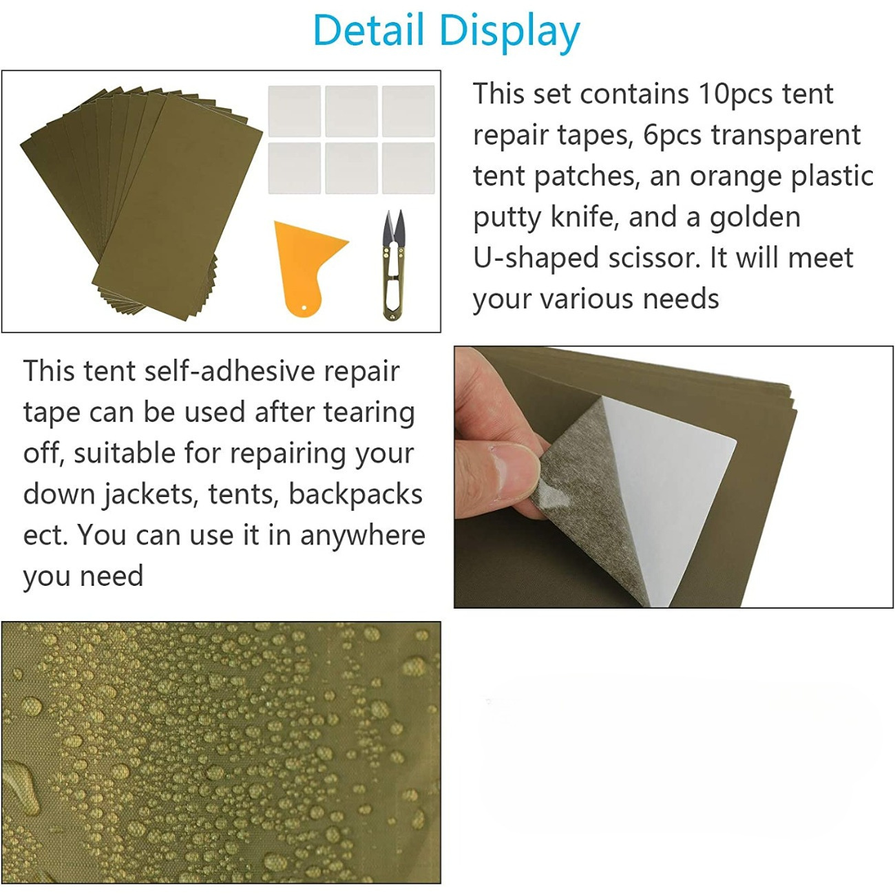 Complete Tent Repair Kit: 6 Patches, 1 Yellow Scraper & 10 Pieces Of Repair Tape—Quick Solution For Tears And Holes — foto 3