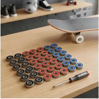 Skateboard Bearings, 10-Piece Set In Black, Blue, And Red For Wheels And High-Performance Sports Equipment—Party Accessories Set