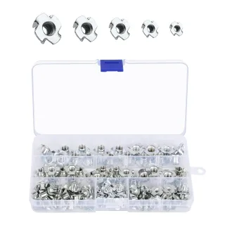 102-Piece Drive-In Nut Set With 4 Drive-In Tips, Four-Prong Nut Assortment, Screw Kits For DIYers And Craftsmen, Woodworking And Furniture, M3, M4, M5, M6, M8
