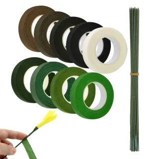 DIY Bouquet Wrapping Set: 39-piece Florist’s Tape And Wire Set, Self-adhesive Florist’s Crepe Paper (9 Sheets),30 Pieces Of 25 Cm Floral Wire,for Wrapping Bouquets And Flowers—Flow