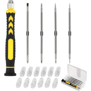 18-Piece Mini Eyeglass Screwdriver Set—Small Precision Screwdrivers, Fine Watch Screwdrivers, Phillips Screwdrivers, Slotted Screwdrivers—Tool Set For Eyeglasses, Cell Phones, Came
