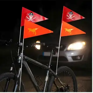 Bicycle Reflective Flag Set – 2 Designs Including 5 Poles For Better Visibility While Cycling – Accessories Set