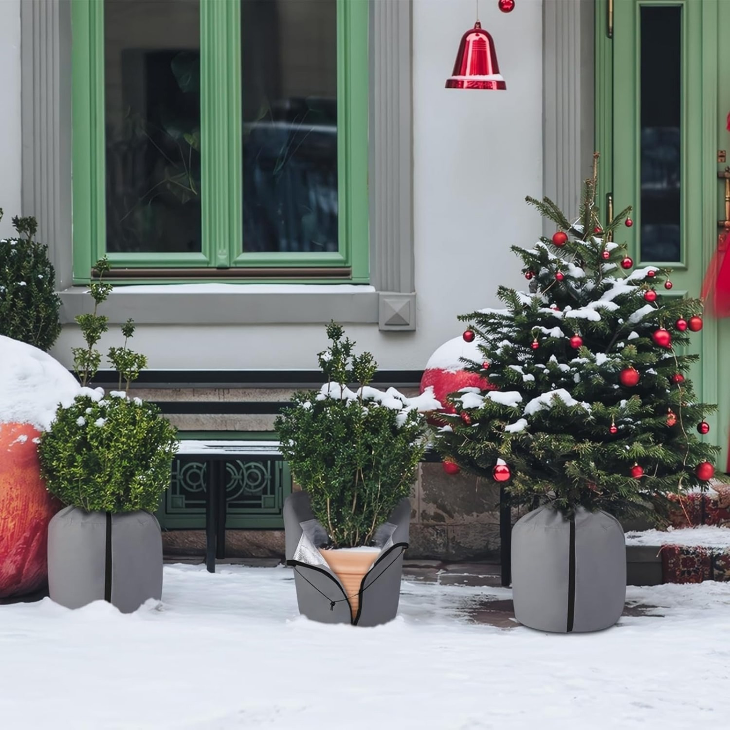 2-Piece Thermal Pot Cover,45x50cm Potted Plant Protection Bags With Zipper And Drawstring—Winter Protection For Potted Plants Against Frost,Winter Protection Pots For Palm Trees, Outdoor Use — foto 2