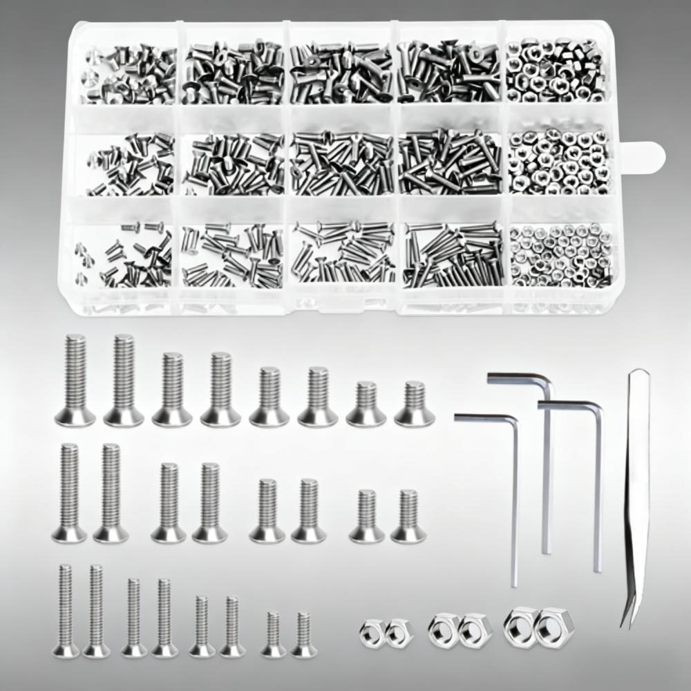 Hex Screw Set, 120-Piece Assortment With Hex Sockets, Allen Wrenches, Tweezers, And Storage Box—Practical Screw Set For DIY Projects And Repairs—Party Decorations
