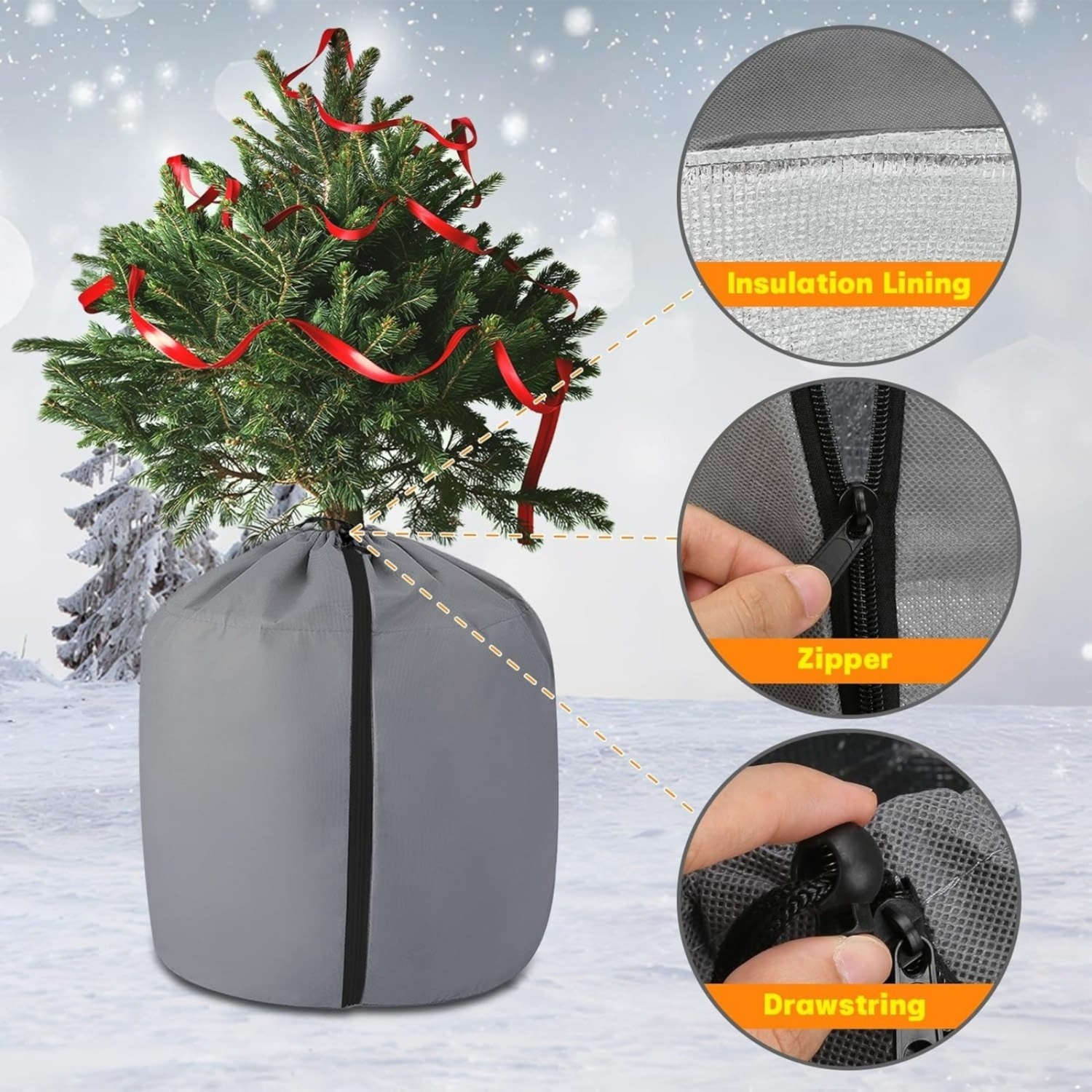 2-Piece Thermal Pot Cover,45x50cm Potted Plant Protection Bags With Zipper And Drawstring—Winter Protection For Potted Plants Against Frost,Winter Protection Pots For Palm Trees, Outdoor Use