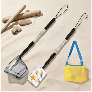 Beach Play Set With Sieve And Net For Sand And Water Fun At The Beach Or Lake—Party Accessory Set