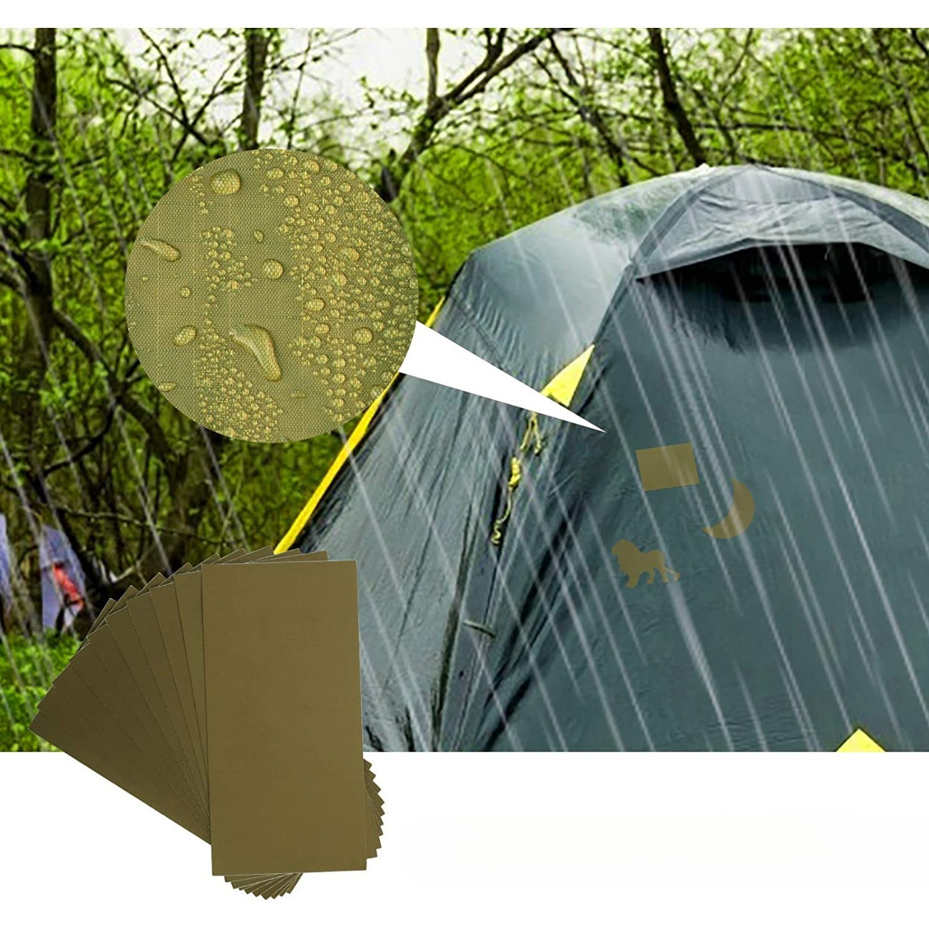 Complete Tent Repair Kit: 6 Patches, 1 Yellow Scraper & 10 Pieces Of Repair Tape—Quick Solution For Tears And Holes — foto 4