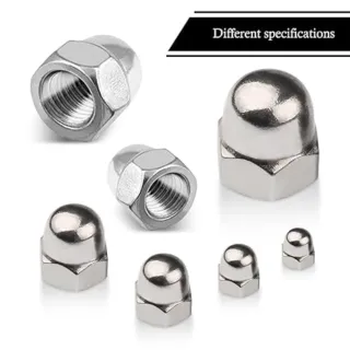 124-Piece Set Of Stainless Steel Cap Nuts (Dome-Head Hex Nuts) With Transparent Storage Box—Accessories For Furniture, Bicycles, Woodworking, And Industrial Machinery—M4, M5, M6, M
