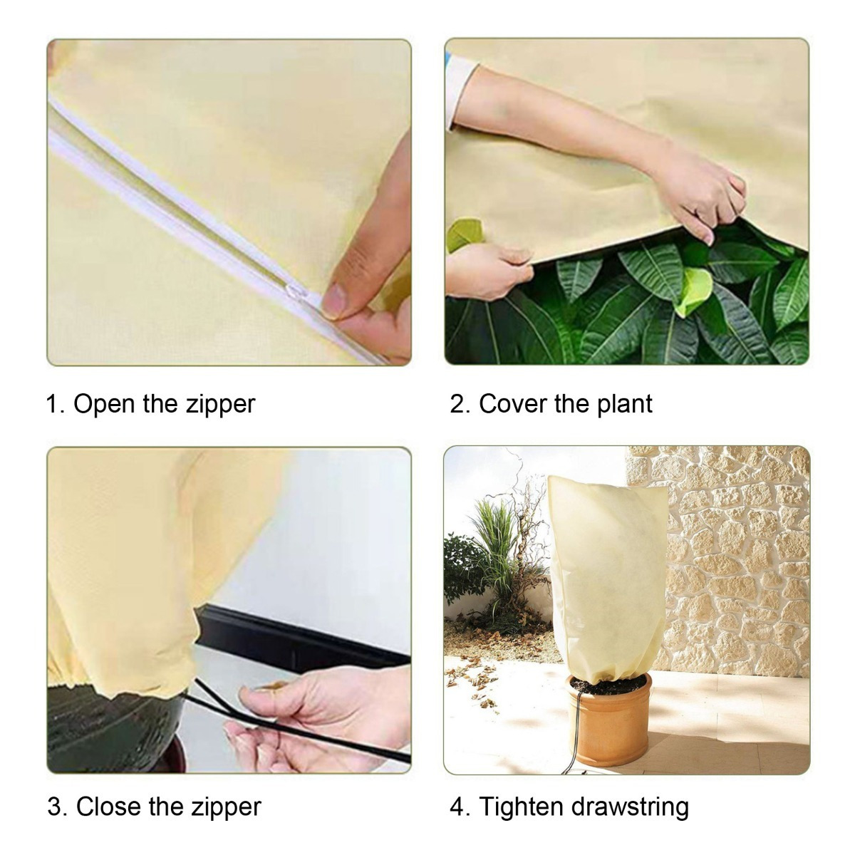 Plant Cover 3-Piece Set – Reusable Frost Protection Covers 80x100cm – Non-woven Fabric Covers For Plants, Shrubs, And Garden Beds In A Garden Tool Set — foto 5