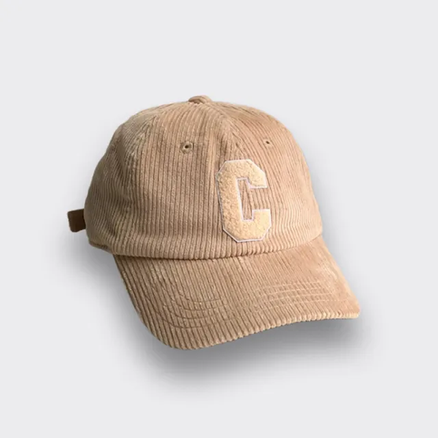 Fashion C Letter Corduroy Baseball Hat Khaki - Shop at LoveMi