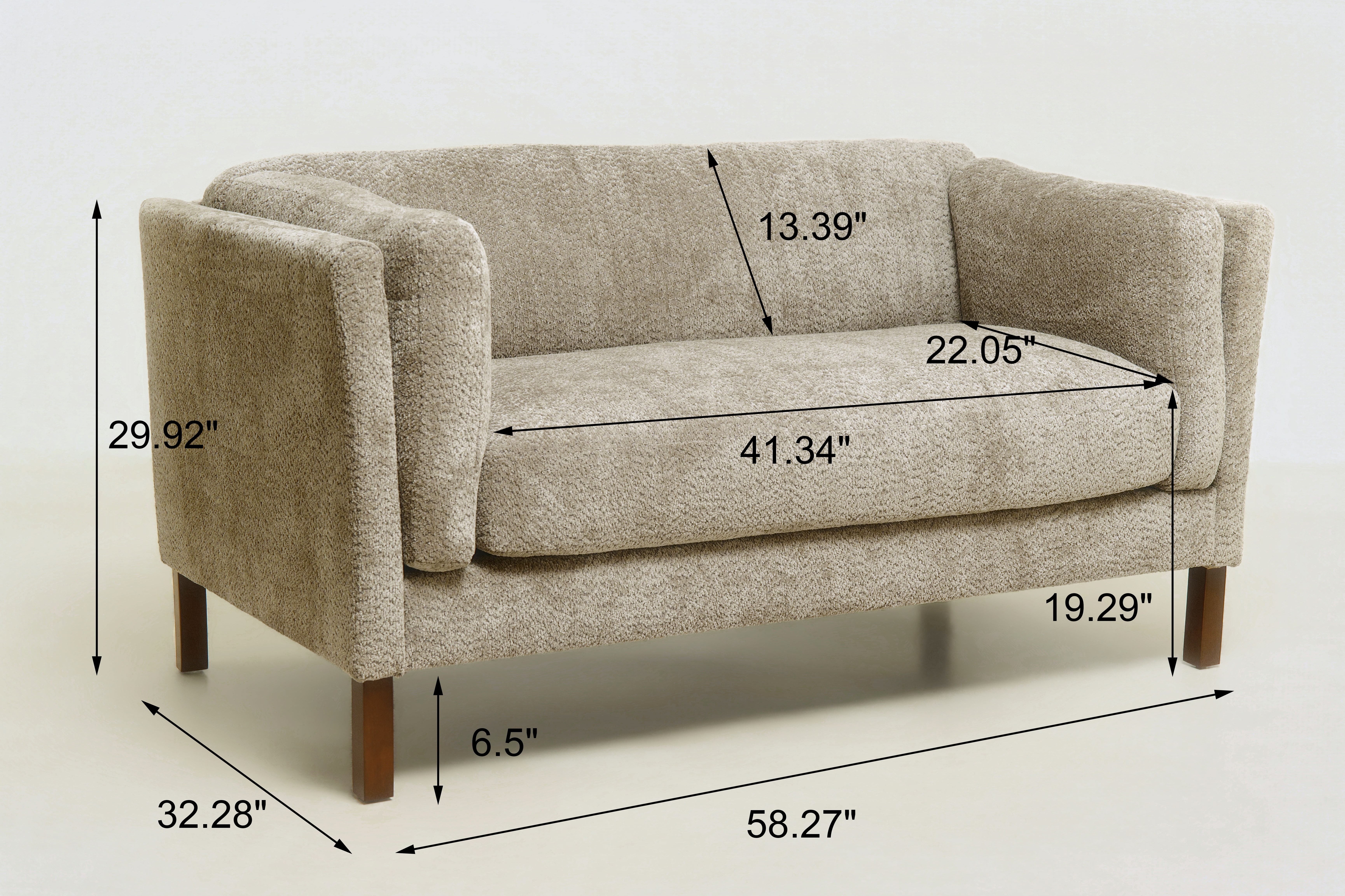 Modern Loveseats 58.27 Inches  Chenille Fabric Sofa Chair, Decorative Sofa, With Removable Cushion, Living Room, Study, Lounge Room,camel — foto 5