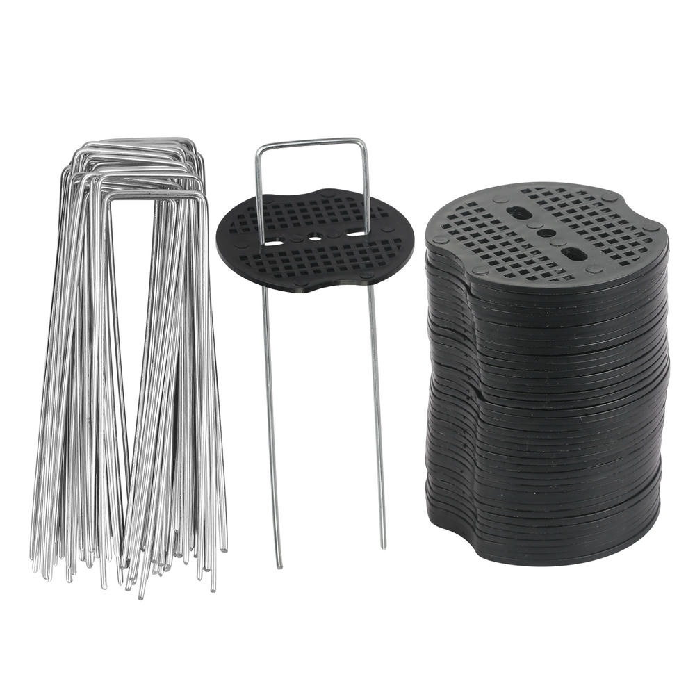 Set Of 40 Ground Anchors With Buffer Washers – 20 Cm Ground Stakes Made Of Galvanized Steel | Rust-resistant & Durable | Garden Stakes For Weed Barrier Fabric, Artificial Turf, Tents, And Trampolines — foto 2