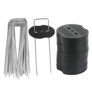 Set Of 40 Ground Anchors With Buffer Washers – 20 Cm Ground Stakes Made Of Galvanized Steel | Rust-resistant & Durable | Garden Stakes For Weed Barrier Fabric, Artificial Turf, Ten