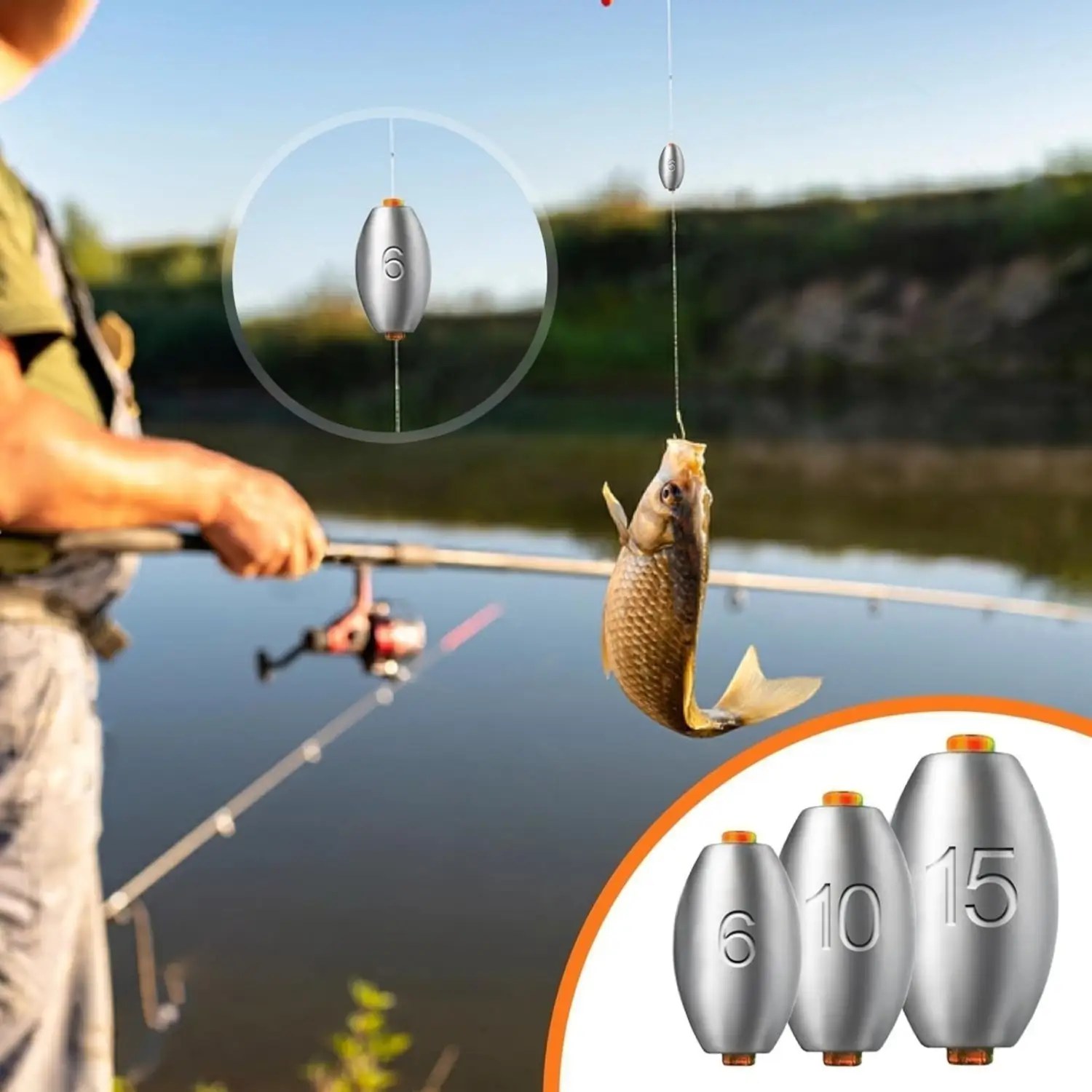 50-Piece Set Of Sea Fishing Weights With Plastic Core, Mixed 9 Sizes, Small Fishing Sinkers: 2g, 3g, 4g, 5g, 6g, 8g, 10g, 15g, 20g—Fishing Sinkers For Carp Fish