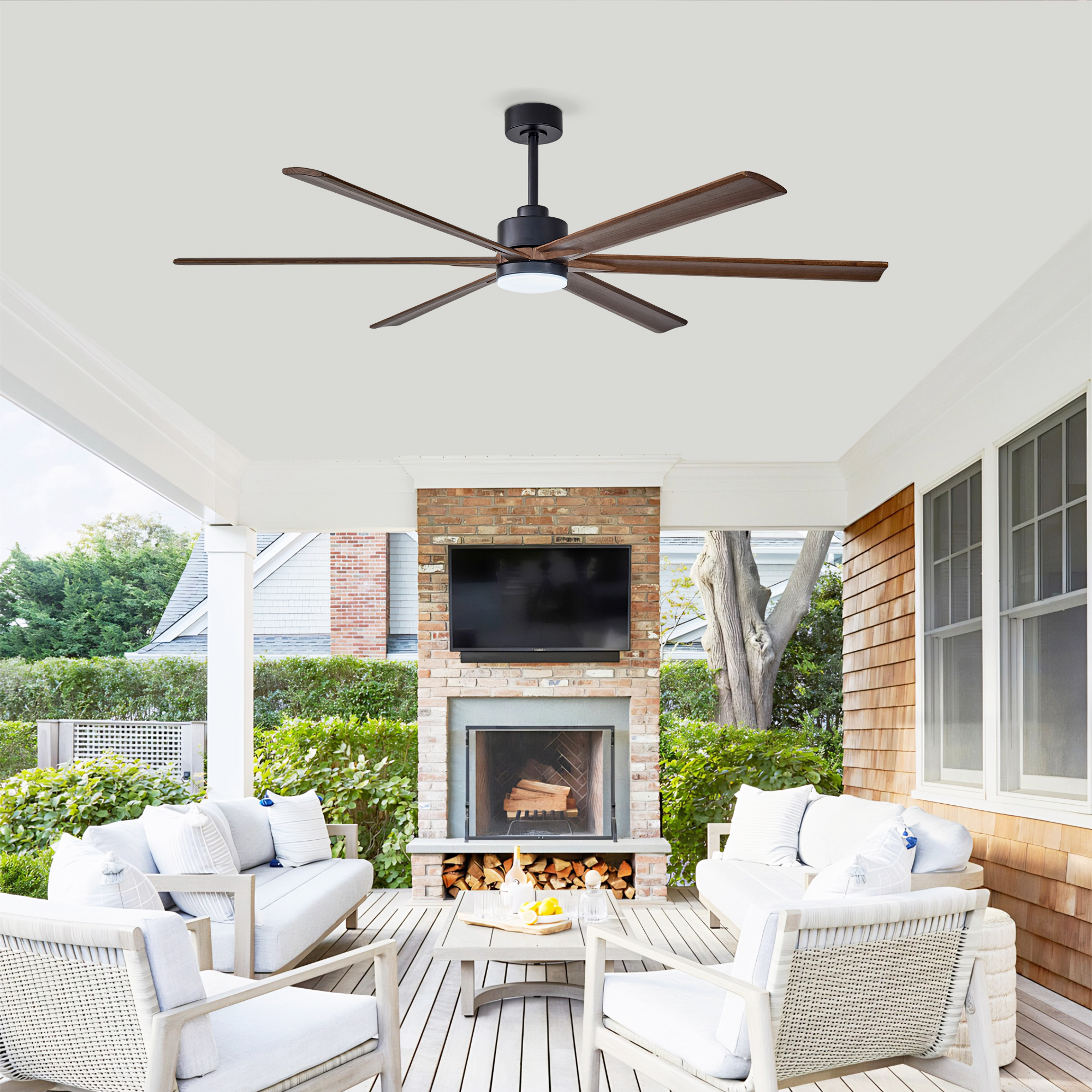70  Ceiling Fan With Lights Quiet DC Motor  Ceiling Fans 6 Speed Levels,6 PCS Solid Wood Blades ,Reversible Ceiling Fan, For Living Room, Bedroom--Matte Black   Red Walnut — foto 5