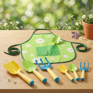 3-Piece Garden Tool Set In Yellow With Floral Apron - Practical Garden Accessories