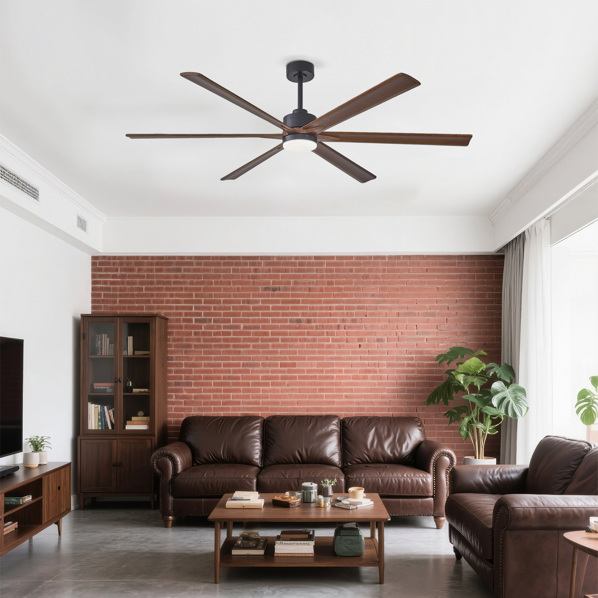 70  Ceiling Fan With Lights Quiet DC Motor  Ceiling Fans 6 Speed Levels,6 PCS Solid Wood Blades ,Reversible Ceiling Fan, For Living Room, Bedroom--Matte Black   Red Walnut — foto 2