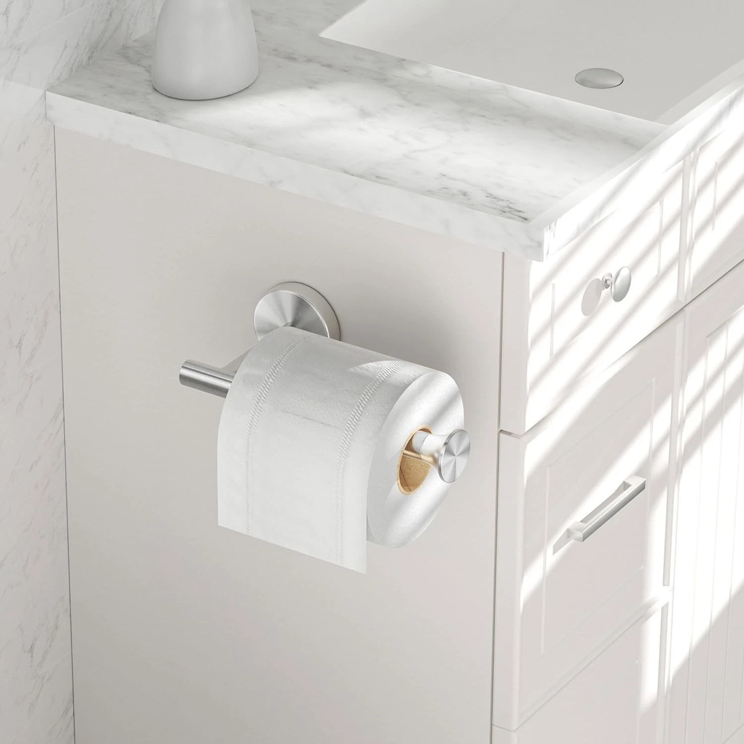 Toilet Paper Holder With Adhesive Pad – Practical Holder For Toilet Paper Rolls With Mounting Kit — view 5
