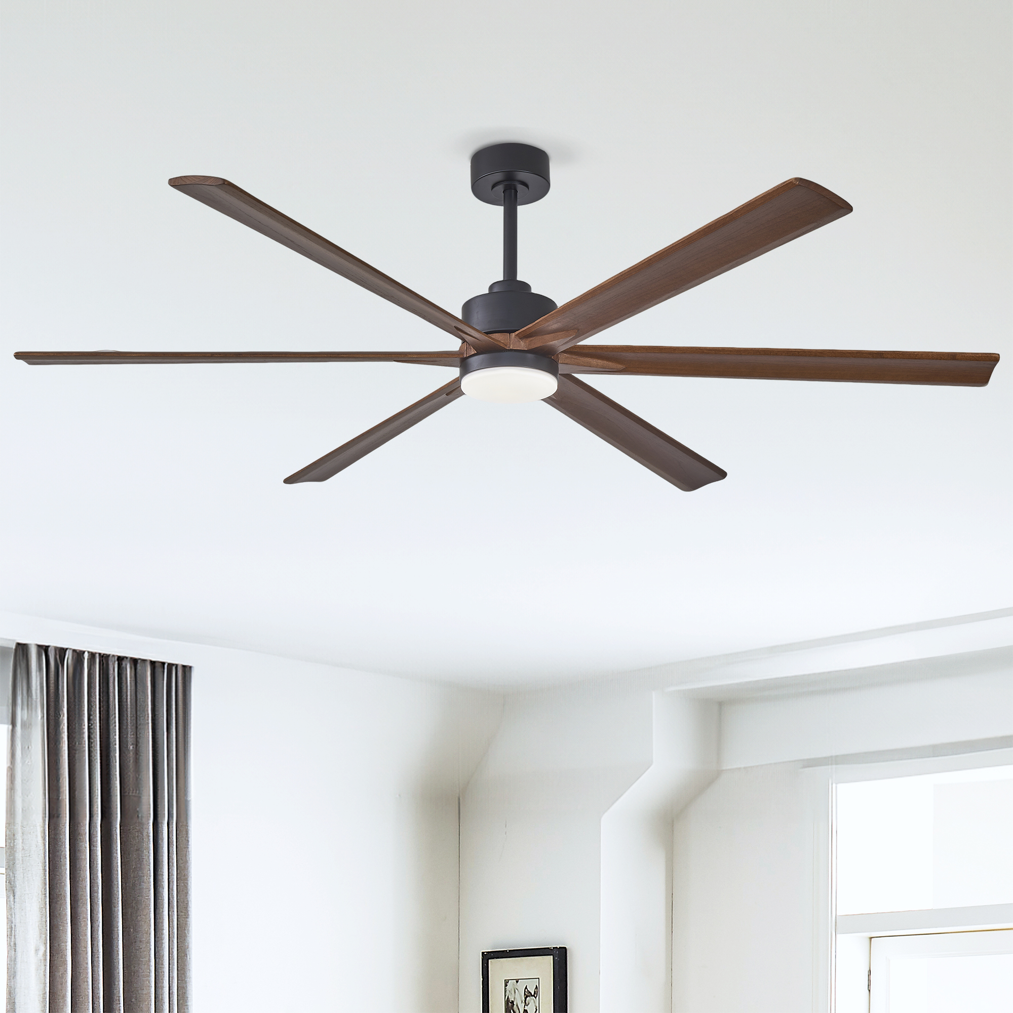 70  Ceiling Fan With Lights Quiet DC Motor  Ceiling Fans 6 Speed Levels,6 PCS Solid Wood Blades ,Reversible Ceiling Fan, For Living Room, Bedroom--Matte Black   Red Walnut — foto 4