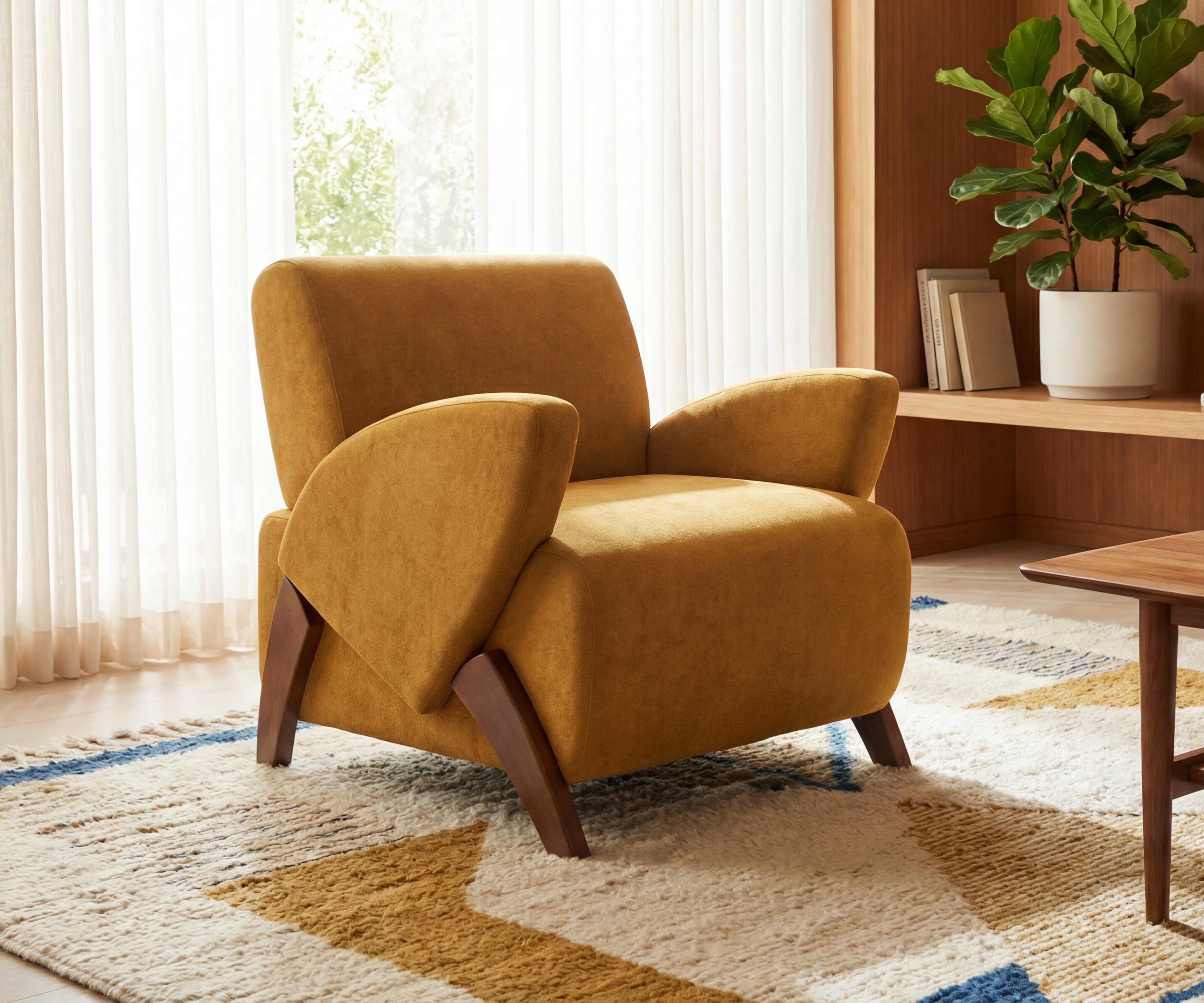 Chaise longue, chaise d'appoint, canapé décoratif en tissu velours de 28,15pouces, avec quatre