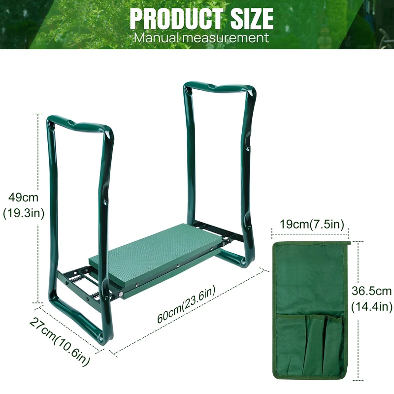 Folding Garden Kneeling Seat with Tool Pouch, EVA Foam Pad, 331 lbs Capacity — image 5