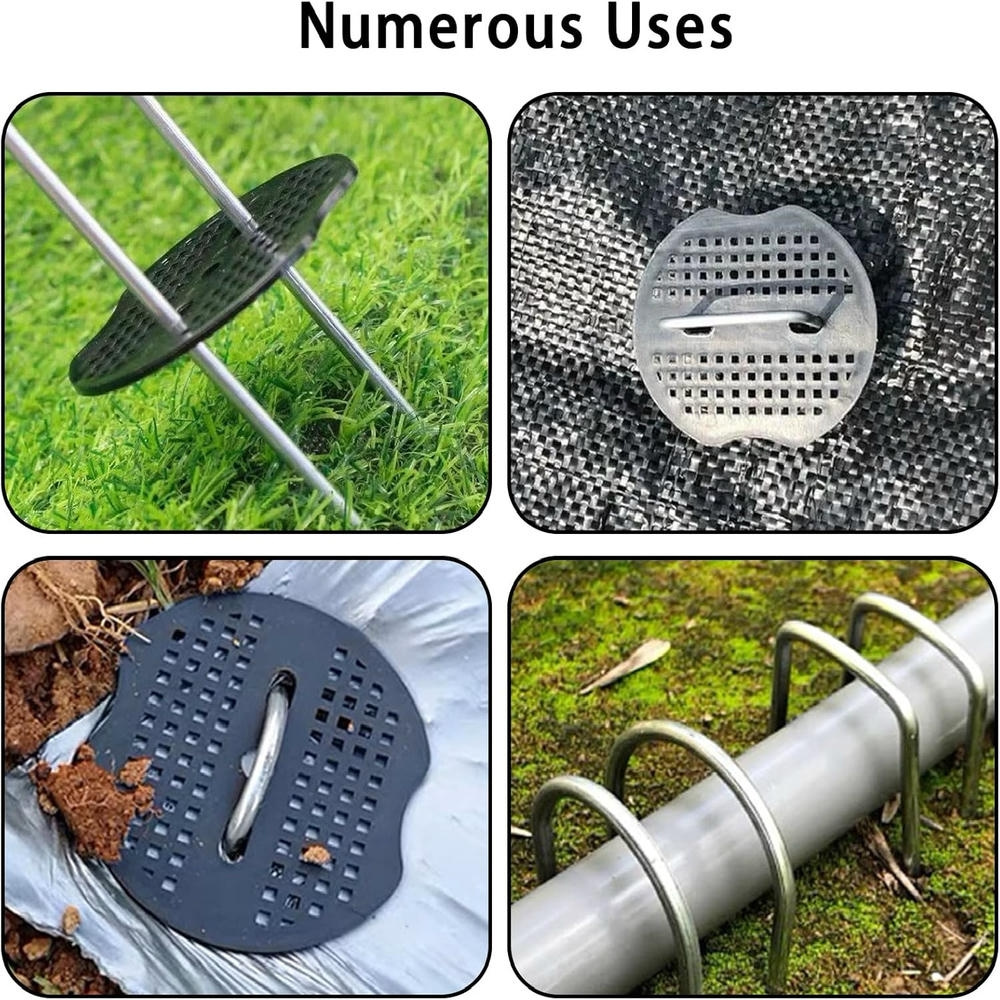 Set Of 40 Ground Anchors With Buffer Washers – 20 Cm Ground Stakes Made Of Galvanized Steel | Rust-resistant & Durable | Garden Stakes For Weed Barrier Fabric, Artificial Turf, Tents, And Trampolines — foto 5