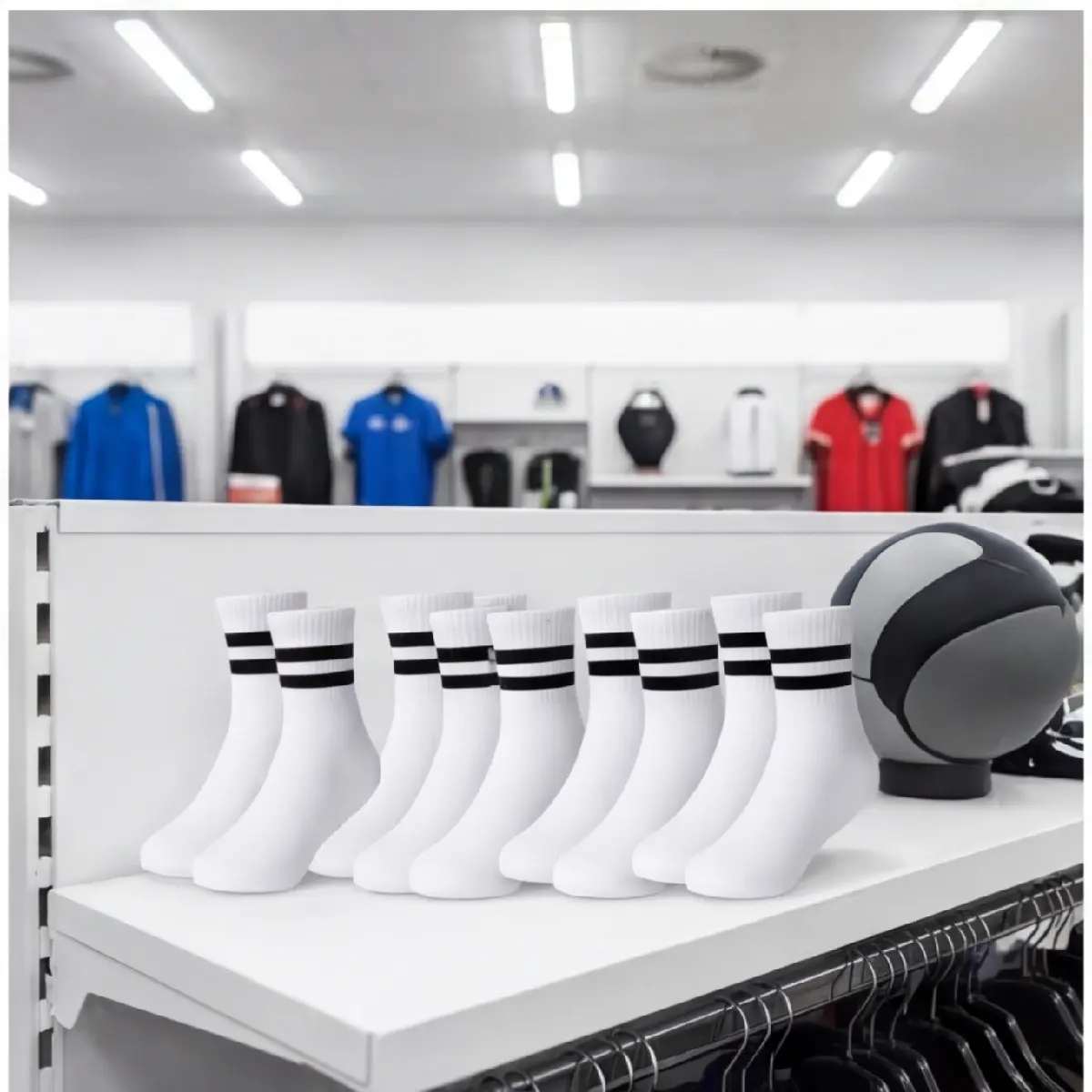 White Calf-Length Sports Socks ( ), Cotton