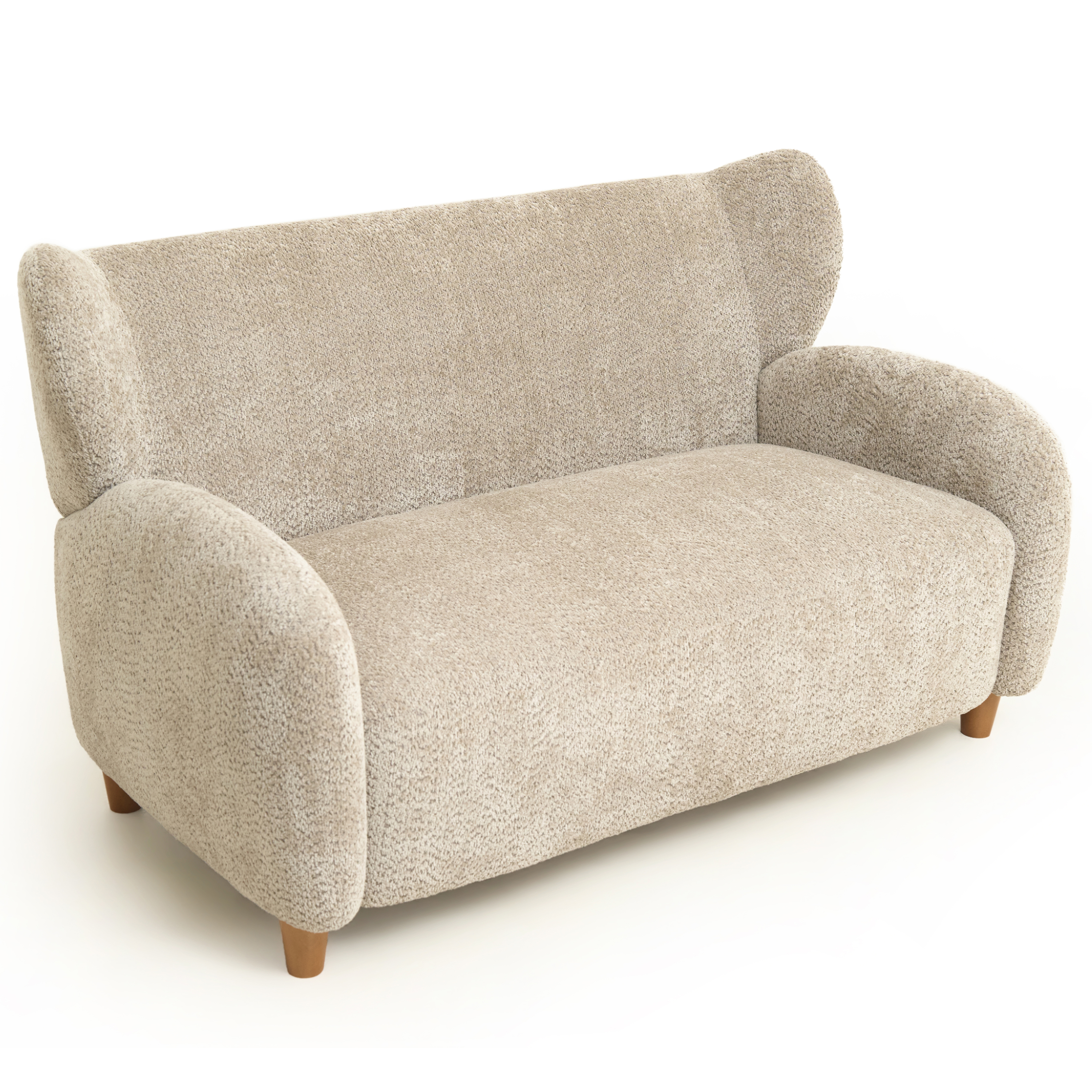 Nordic Chair Laid-back Style Loveseats 58 Inches - Chenille Fabric Sofa Chair, Decorative Sofa, Curved Backrest,  Living Room  Study  Leisure Room ,Camel — foto 5