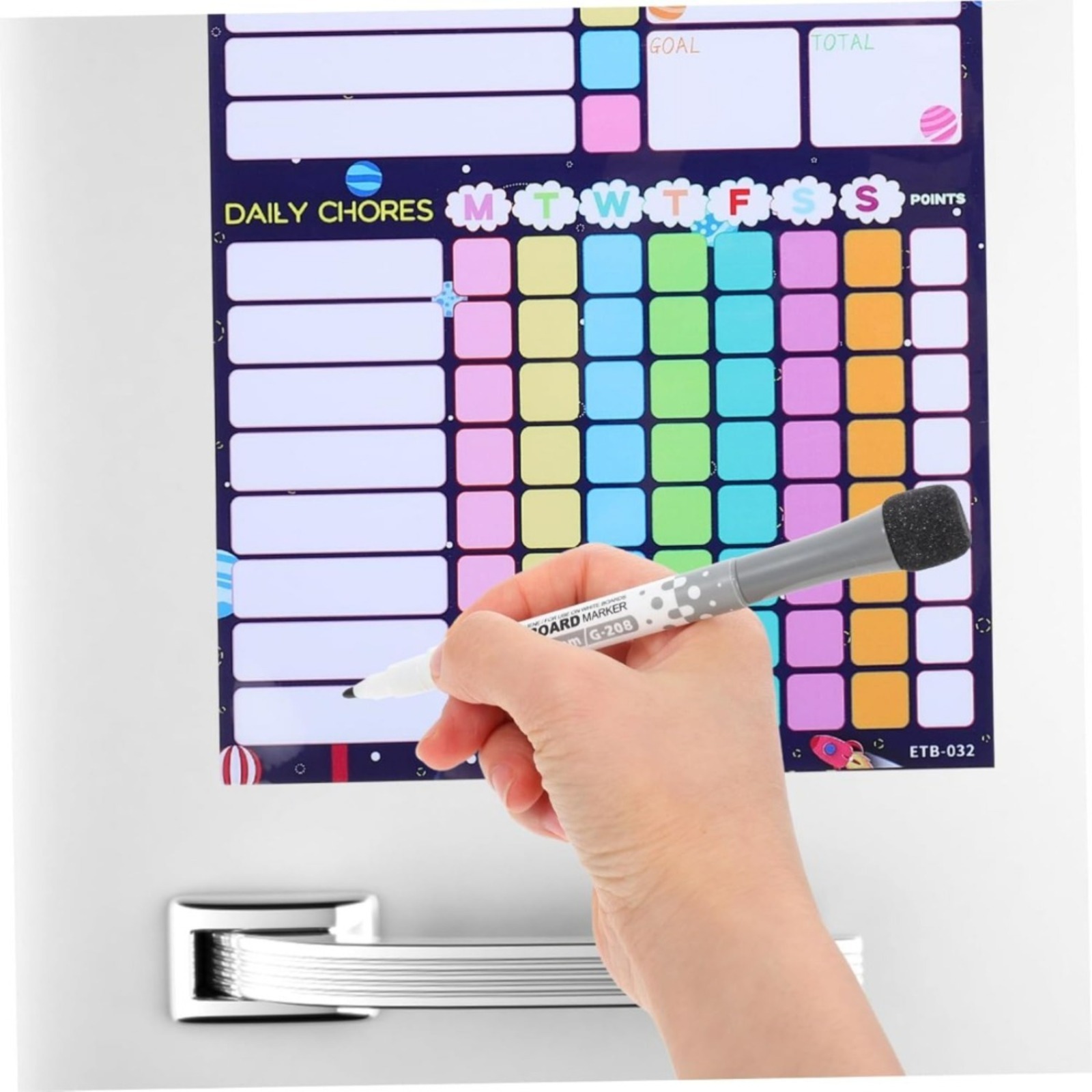 Weekly Chart With Magnetic, Space-Themed Dry-Wipe Refrigerator Planner For Family Task Management, Habit & Activity Tracker — view 3