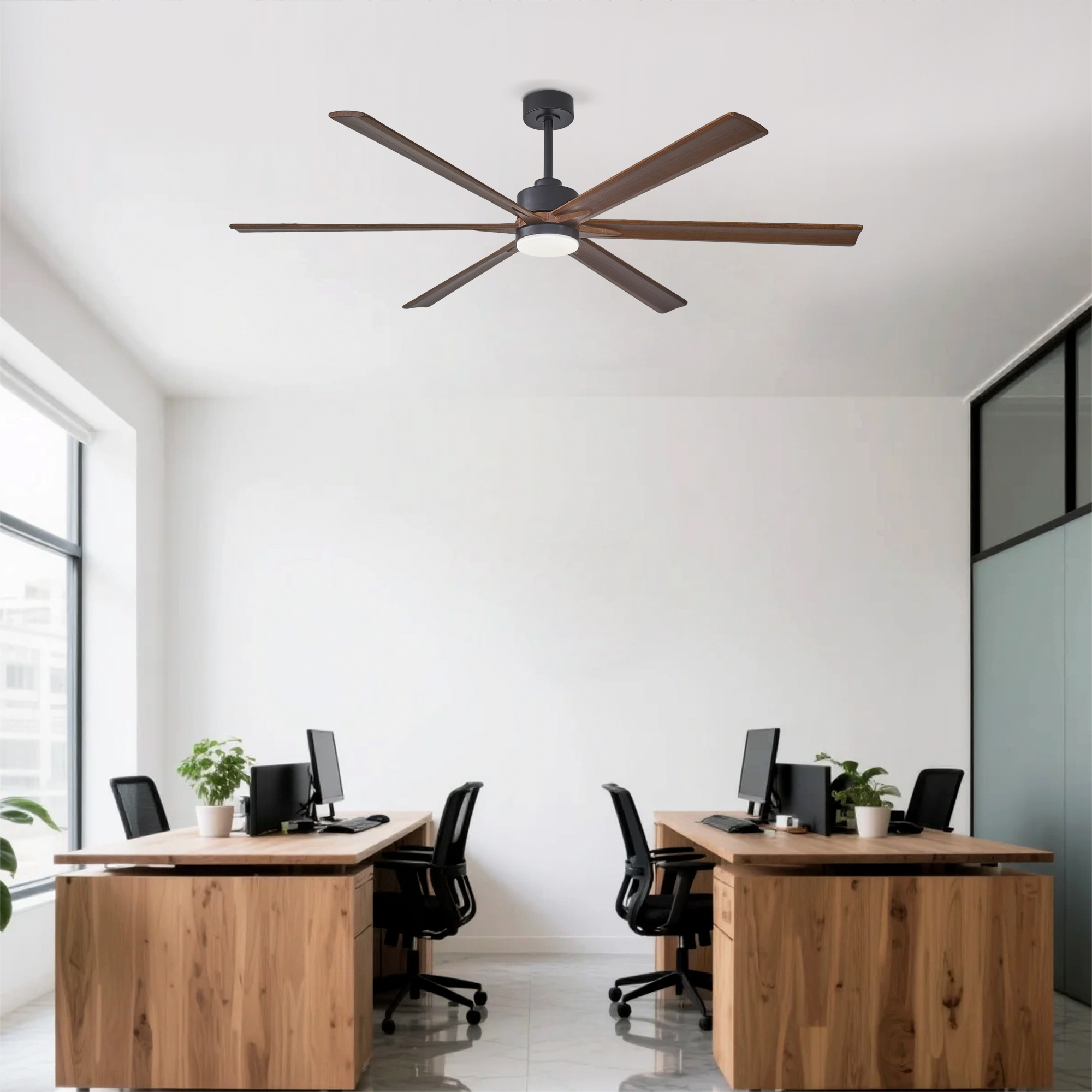 70  Ceiling Fan With Lights Quiet DC Motor  Ceiling Fans 6 Speed Levels,6 PCS Solid Wood Blades ,Reversible Ceiling Fan, For Living Room, Bedroom--Matte Black   Red Walnut — foto 3
