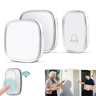 Wireless Doorbell Kit, IP44 Waterproof Push Button, 1000ft or 300M Range, 36 Ringtones, 4-Level Volume, Battery-Operated, Plug-in Chime