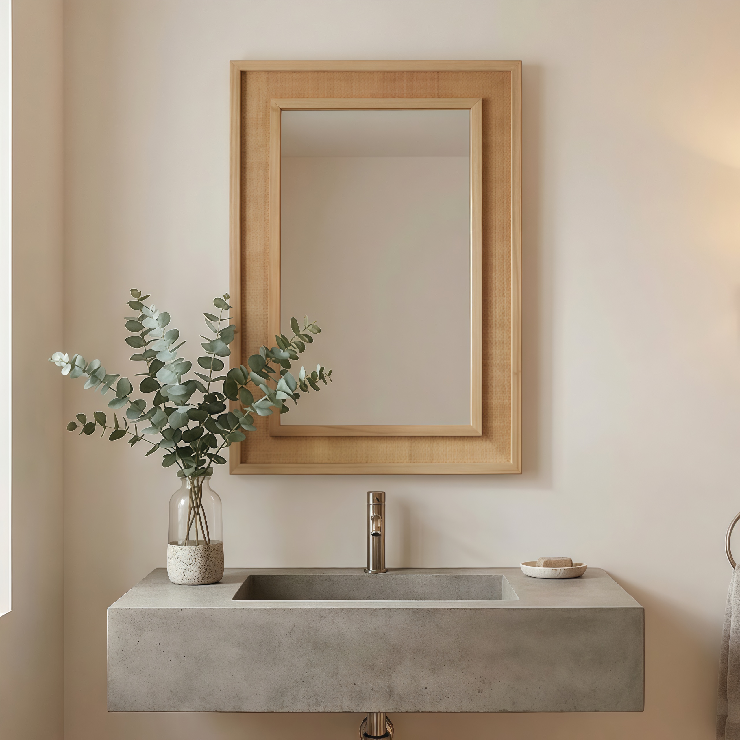 Miroir décoratif rectangulaire en rotin de couleur bois naturel 20x30 – Image 4