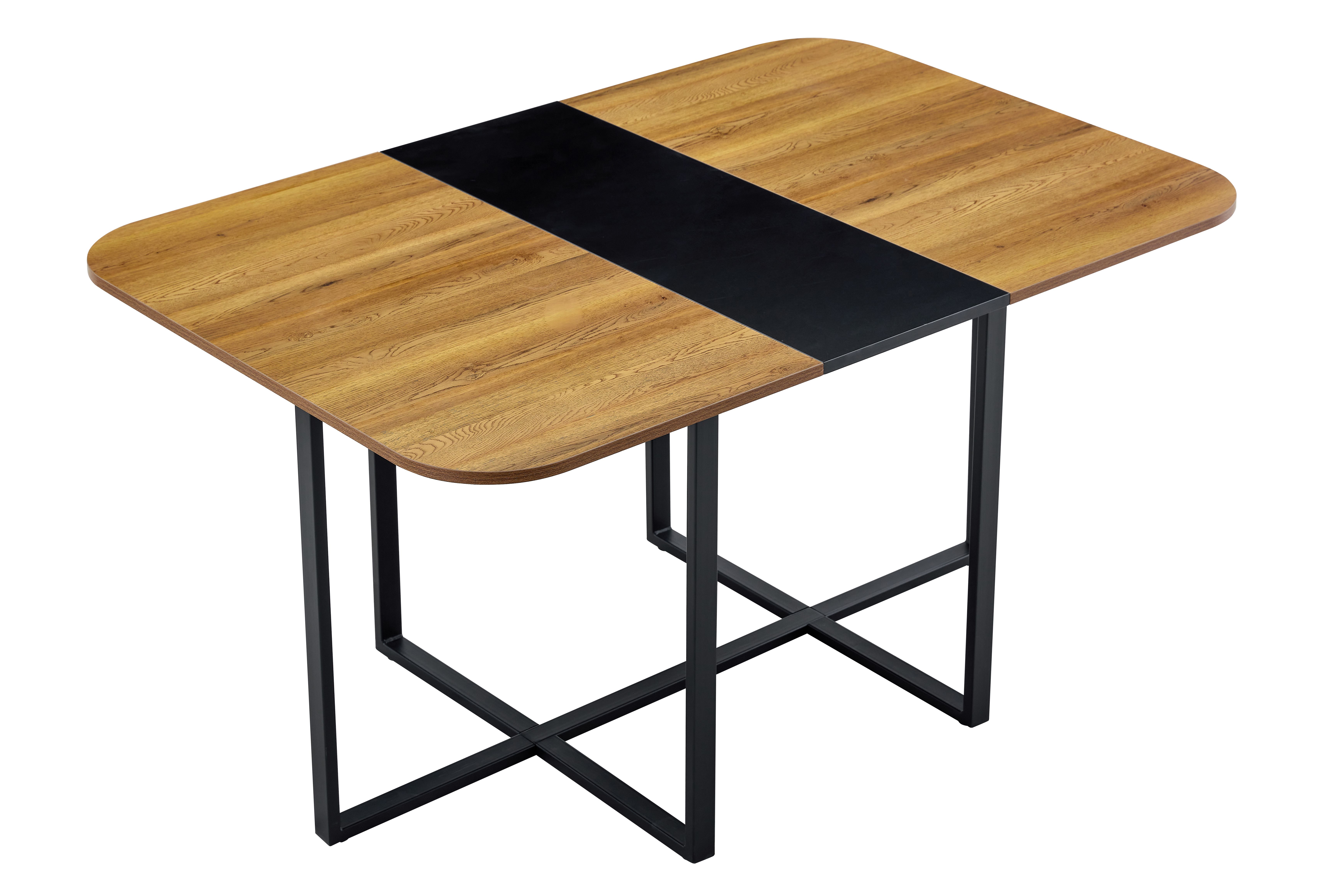 Table de salle à manger en MDF bicolore en bois noir et naturel - Une