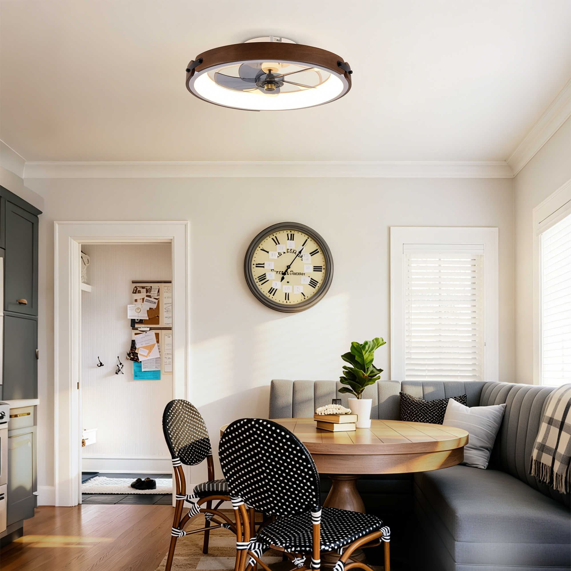 20  Ceiling Fans With Lights Kit  Led   And Remote Control, 3000-6500K Dimmable Modern Flush Mount LED Fan Light, 6 Speeds, Quiet DC Motor For Living Room, Bedroom,Kitchen----Walnut  Black — foto 5