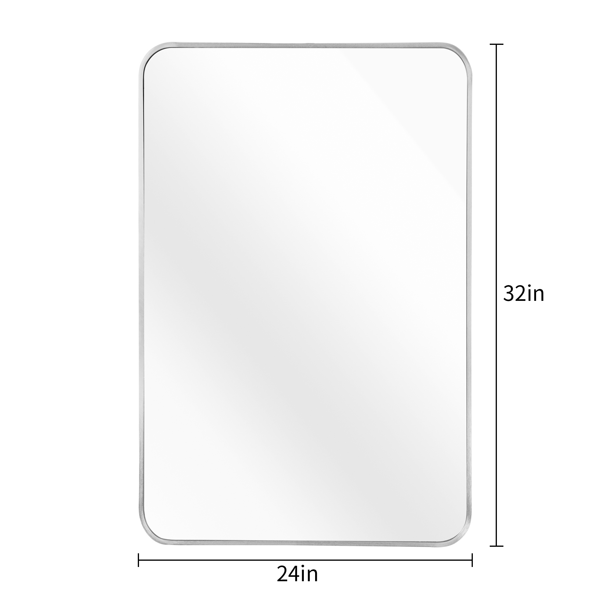 Miroir de salle de bain rectangulaire avec cadre en métal argenté de 24 x 32 pouces – Image 3