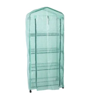Greenhouse With PE Cover 360° Rotating Wheels Zippered Door Frost Proof 4 Tier Small Plants Green House For Indoor Outdoor Green