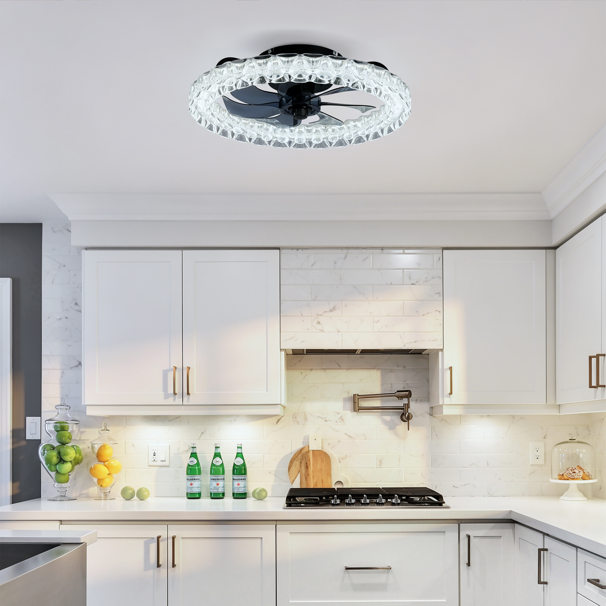 Galaxy Ceiling Fans With Kit ,LED Light Source And Remote Control, 3000-6500K Dimmable Modern Flush Mount LED Fan Light, 6 Speeds, Quiet DC Motor For Living Room, Bedroom,Kitchen----Matte Black — foto 5
