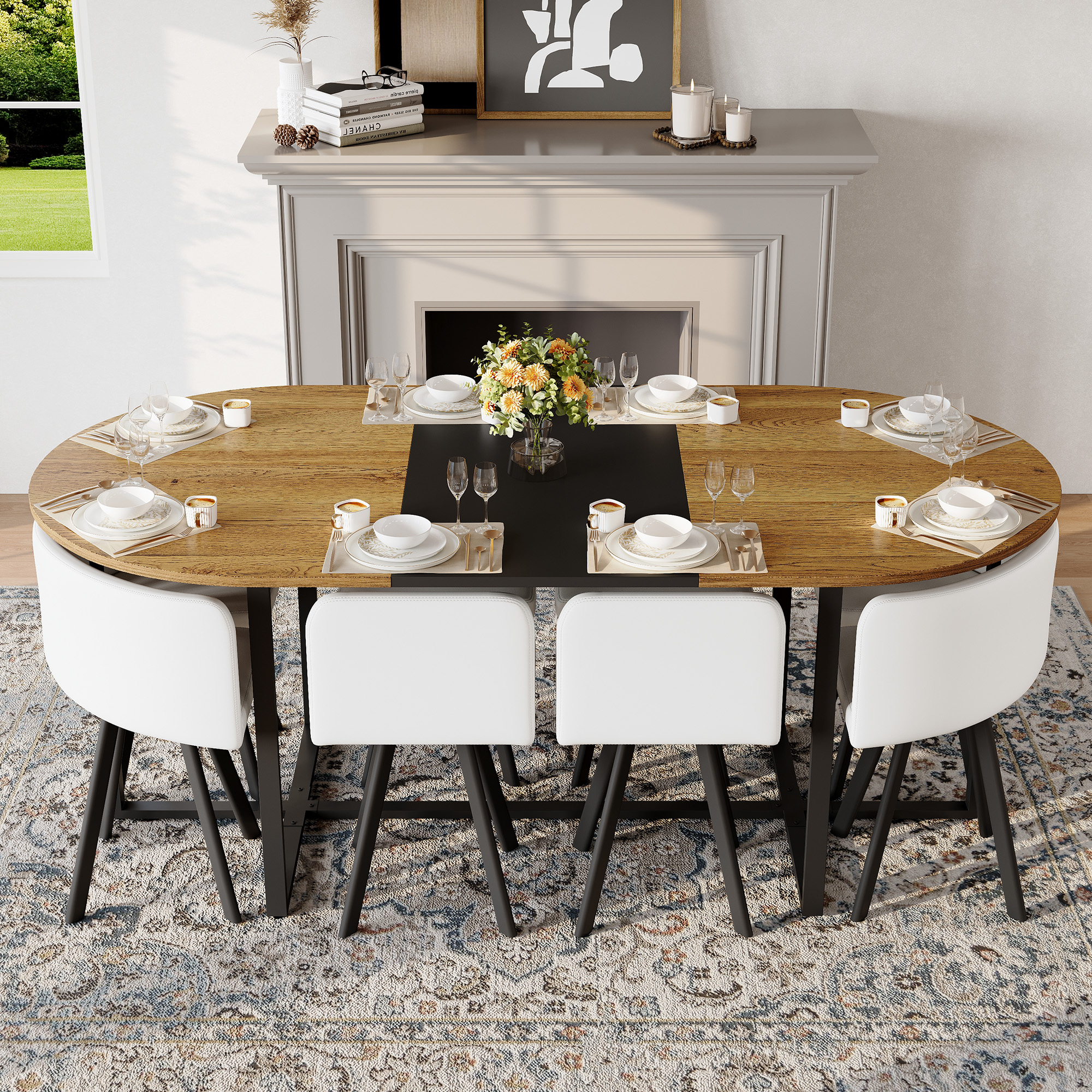 9-Piece Oval Dining Table Set, picture 3 of 5