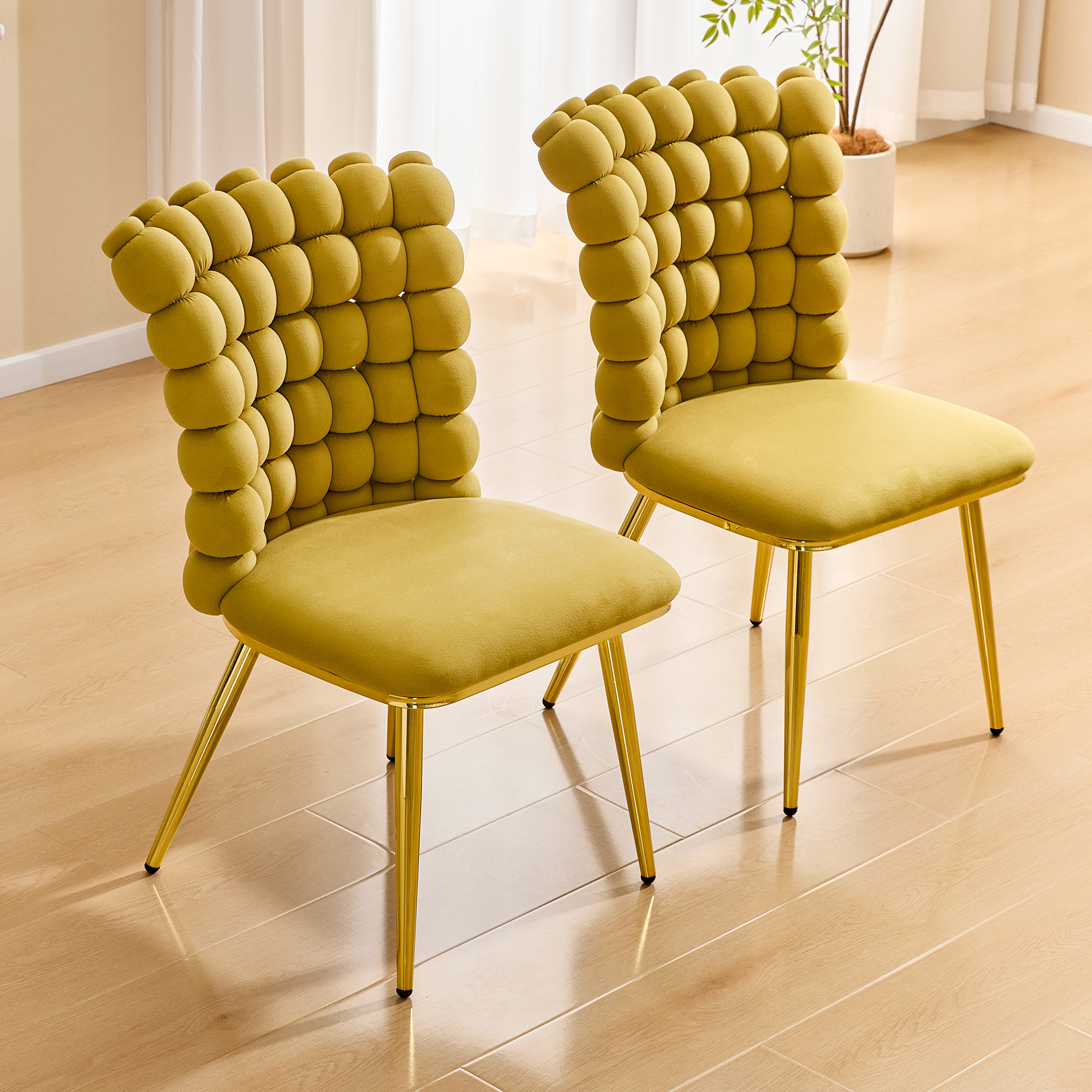 Tufted Velvet Accent Chair Set
