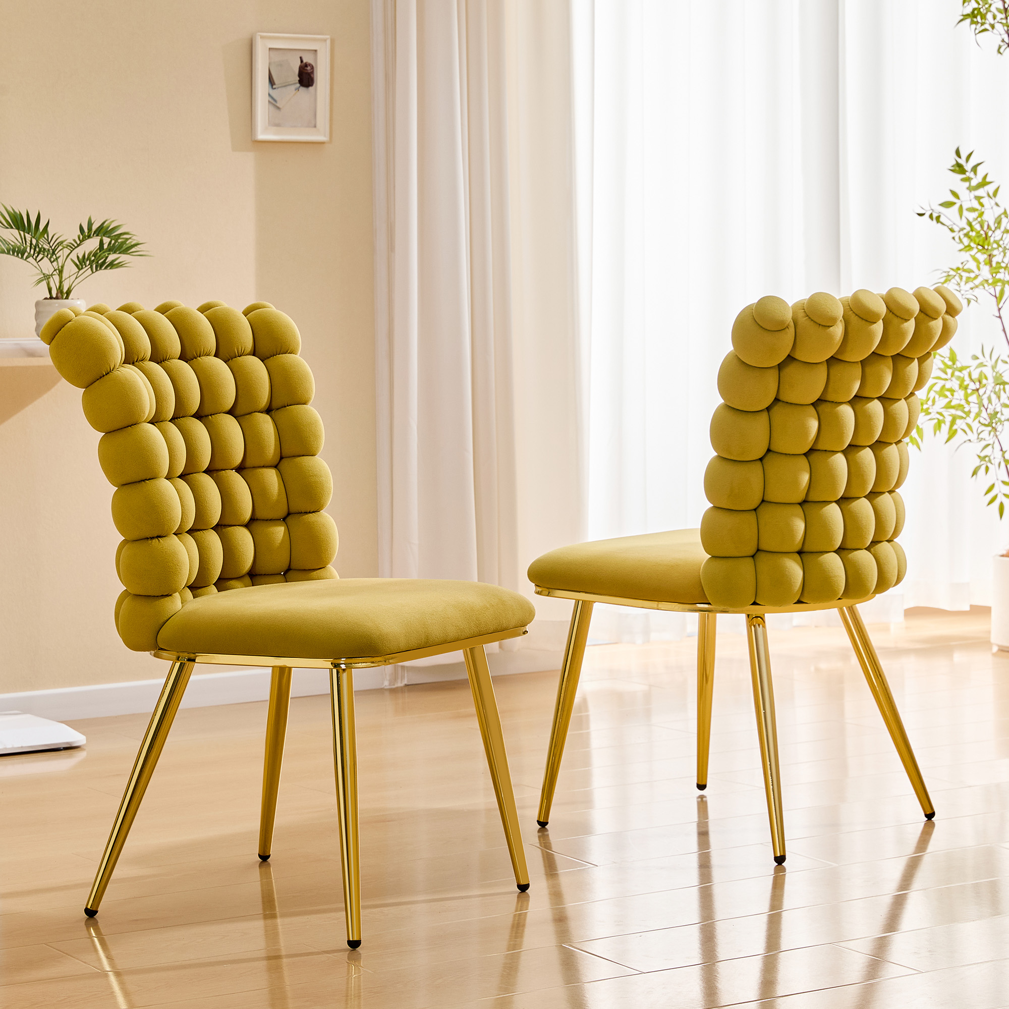 Tufted Velvet Accent Chair Set, picture 3 of 5