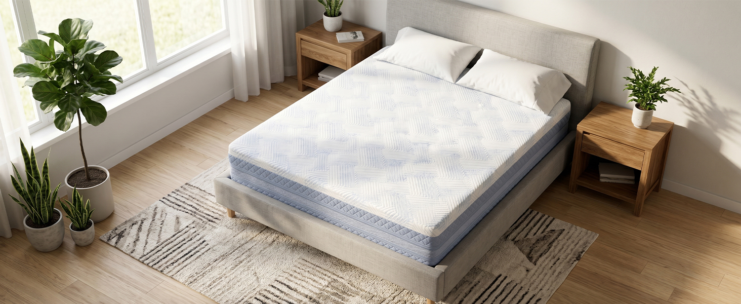 King size 12 inch memory foam mattress front view